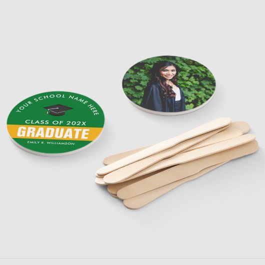 Goud en groen Afstuderen - persoonlijke ventilator Handwaaier (Niet-gemonteerd)