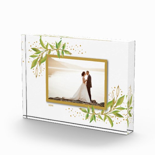 Goud en groen aquarel blad fotoblokken (Rechts)