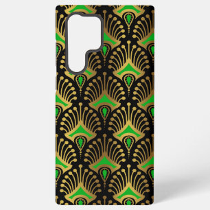 Goud en groen Art Deco patroon op zwart Samsung Galaxy Hoesje