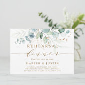 Goud en groen botanisch repetitief diner kaart (Staand voorkant)