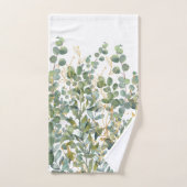 Goud en groen botanische eucalyptusbladeren bad handdoek (Handdoek)