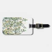 Goud en groen botanische eucalyptusbladeren bagagelabel (Voorkant horizontaal)