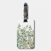 Goud en groen botanische eucalyptusbladeren bagagelabel (Achterkant verticaal)