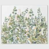 Goud en groen botanische eucalyptusbladeren cadeaupapier (Vlak)