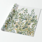 Goud en groen botanische eucalyptusbladeren cadeaupapier (Uitgerold)