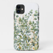 Goud en groen botanische eucalyptusbladeren Case-Mate iPhone case (Achterkant)