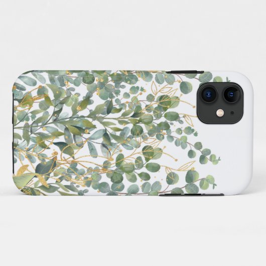 Goud en groen botanische eucalyptusbladeren Case-Mate iPhone case (Achterkant (horizontaal))