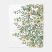Goud en groen botanische eucalyptusbladeren fleece deken (Voorkant)