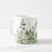 Goud en groen botanische eucalyptusbladeren koffiemok (Voorkant links)