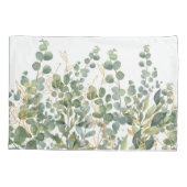 Goud en groen botanische eucalyptusbladeren kussensloop (Achterkant-Links)