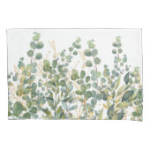 Goud en groen botanische eucalyptusbladeren kussensloop (Voorkant-Links)