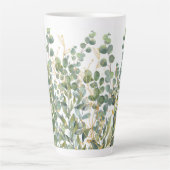 Goud en groen botanische eucalyptusbladeren latte mok (Voorkant)