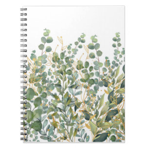 Goud en groen botanische eucalyptusbladeren notitieboek