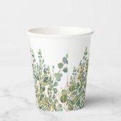 Goud en groen botanische eucalyptusbladeren papieren bekers (Links)