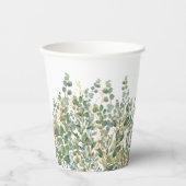 Goud en groen botanische eucalyptusbladeren papieren bekers (Voorkant)