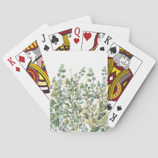 Goud en groen botanische eucalyptusbladeren pokerkaarten
