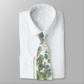 Goud en groen botanische eucalyptusbladeren stropdas (Gebonden)