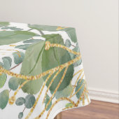 Goud en groen botanische eucalyptusbladeren tafelkleed (Voorbeeld)