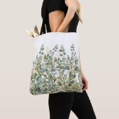 Goud en groen botanische eucalyptusbladeren tote bag (Dichtbij)