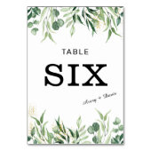 Goud en groen bruiloft voor tafelnummer Kaart. (Voorkant)