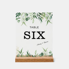 Goud en Groen Bruiloft voor Tafelnummer Kaart Acryl Bord