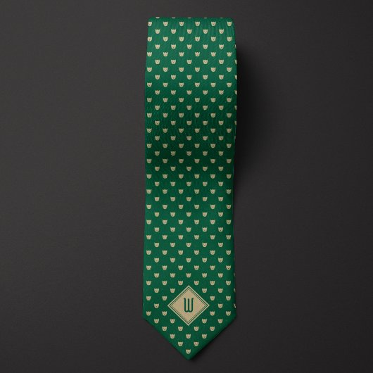 Goud en Groen Classy Kat Monogram Stropdas