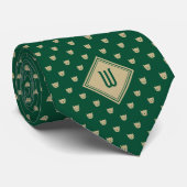 Goud en Groen Classy Kat Monogram Stropdas (Opgerold)