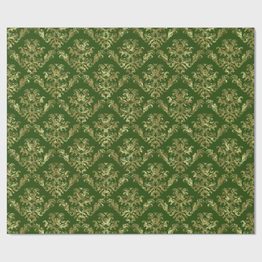 Goud en groen  Damascus 2 Cadeaupapier (Vlak)