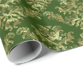 Goud en groen  Damascus 2 Cadeaupapier (Rol Hoek)