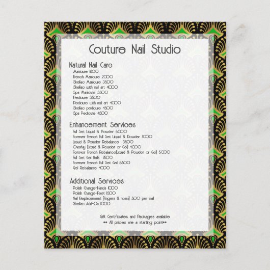 Goud en groen Deco-patroon Flyer (Voorkant)