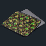 Goud en groen Deco-patroon Laptop Sleeve<br><div class="desc">Goud en groen Art Deco naadloos patroon op een verwisselbare zwarte achtergrond.</div>