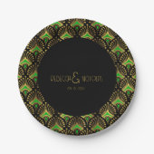 Goud en groen Deco-patroon Papieren Bordje (Voorkant)
