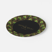 Goud en groen Deco-patroon Papieren Bordje (Gekanteld)