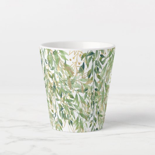 Goud en groen decoratief Plant Latte Mok (Voorkant)