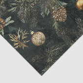 Goud en Groen Donker en Moody Kerstmis Tissuepapier (Detail)