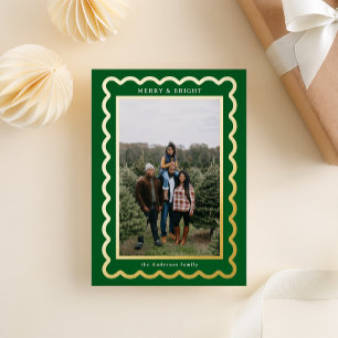 Goud en Groen Eenvoudige Scallop Foto Lijst Folie Feestdagenkaart