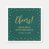 Goud en groen | Elegant Adult Birthday Party Servet (Voorkant)