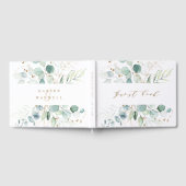 Goud en groen Elegant Botanical Wedding Gastenboek (Volledig)