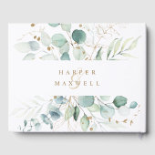 Goud en groen Elegant Botanical Wedding Gastenboek (Achterkant)