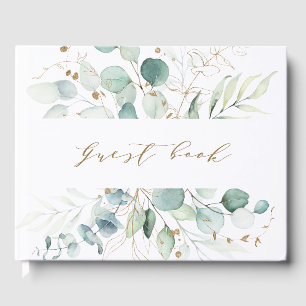 Goud en groen Elegant Botanical Wedding Gastenboek