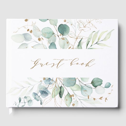 Goud en groen Elegant Botanical Wedding Gastenboek (Voorkant)