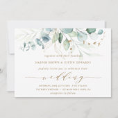 Goud en groen Elegant Botanical Wedding Kaart (Voorkant)
