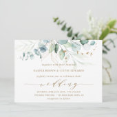 Goud en groen Elegant Botanical Wedding Kaart (Staand voorkant)
