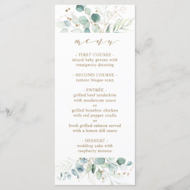 Goud en Groen Elegant Botanisch Bruiloft Menu