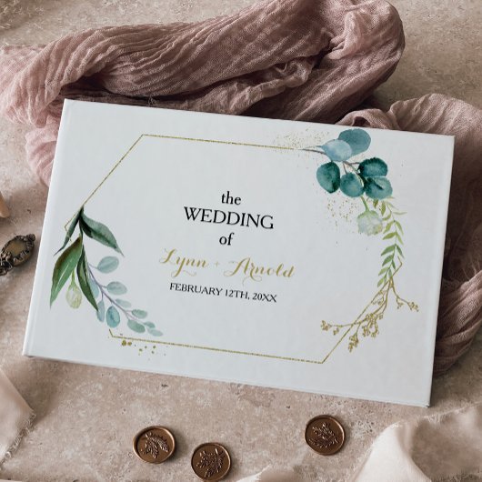 Goud en Groen Eucalyptus Bruiloft Gastenboek