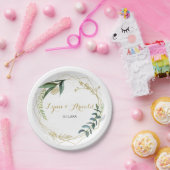 Goud en Groen Eucalyptus Bruiloft Papieren Bordje (Feest)