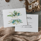 Goud en Groen Eucalyptus Bruiloft Rsvp Kaartje