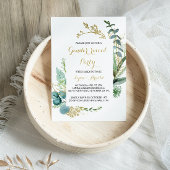 Goud en Groen Eucalyptus Gender Reveal Party Kaart