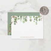 Goud en groen Eucalyptus Leaves Name Notitiekaartje (Voorkant / Achterkant in situ)