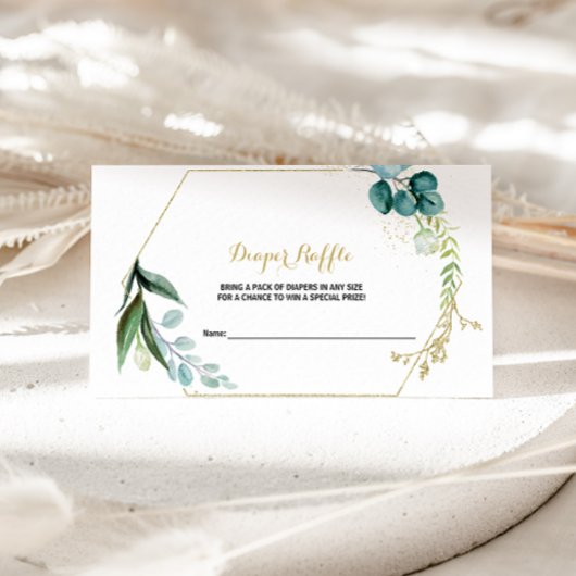 Goud en Groen Eucalyptus Luier Raffle Informatiekaartje
